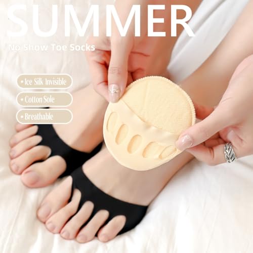 6 Pairs Women's Toe Topper Liner Socks Cotton Bottom No Show Toeless Half Socks2