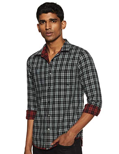Image of Spykar Men's Checked Slim Fit Shirt