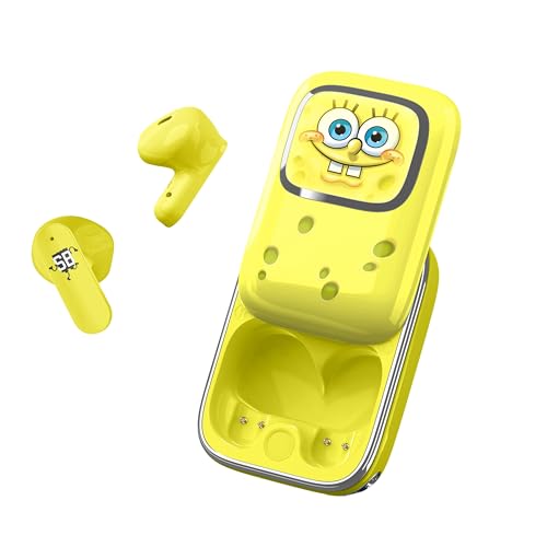 OTL Technologies Auriculares INALÁMBRICOS Bob Esponja con Estuche DE Carga Deslizante Y LUZ LED Spongebob