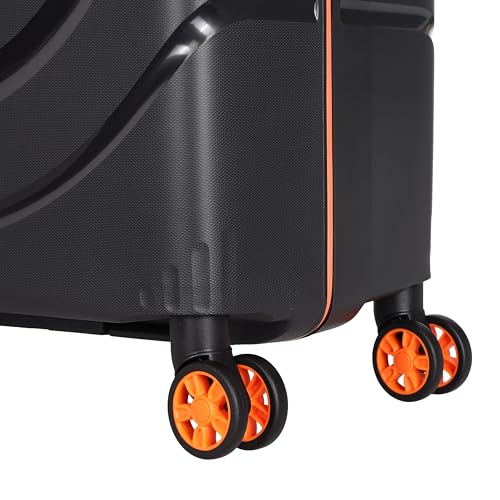 Image of American Tourister Polycarbonate Material Circurity Max 77 cm Small Hardside Cabin Suitcase with Xtrasecu 3-Point Locking System & Double Spinner 8 Wheels for Unisex - Black