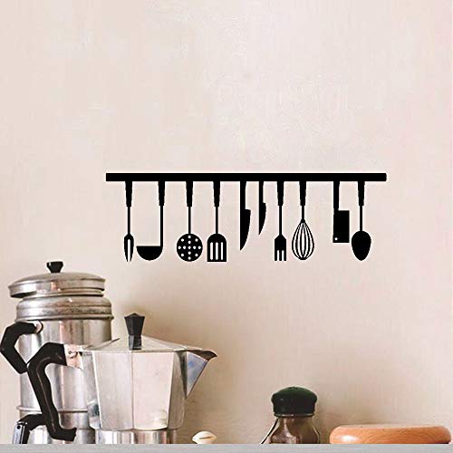 Kitchen Tools And The Kitchen Is The Heart Of The Home Lovely Quote Vinyl Wall Decals, Removable Knife Fork Spoon Art Diy Quotes Stickers For Kitchen Livingroom Dining Room Home Decoration, Set Of 2 #TOP3