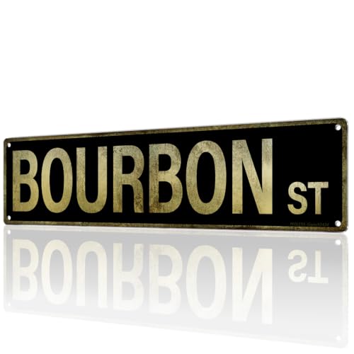 MOLESS Vintage Bar Sign – 'BOURBON ST' | 16x4″ Metal Signs Decor for Man Cave, Home Bar, or Garage – Funny Gifts for ManCave, 2434