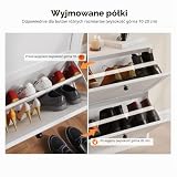 VOWNER Szafka na buty z 4 klapkami, wąska, uchylna, biała, półka na buty, regulowana, 105 x 24 x 80 cm, urządzenie zapobiegające przechyleniu do przedpokoju, przedpokoju (biała)