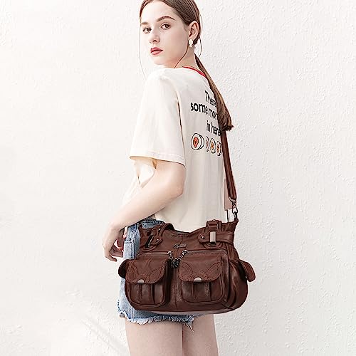 Image of KL928 Women's Large Purses Handbags PU Leather Multi-Pocket Shoulder Bag | Large