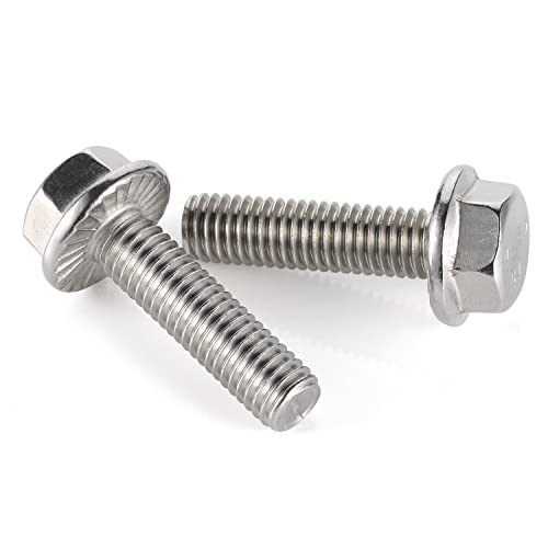 Image of 3 /8-16 x 1-1 /2 inch Flange Hex Head Bolts, Stainless Steel 304, Fully Threaded, 15 PCS