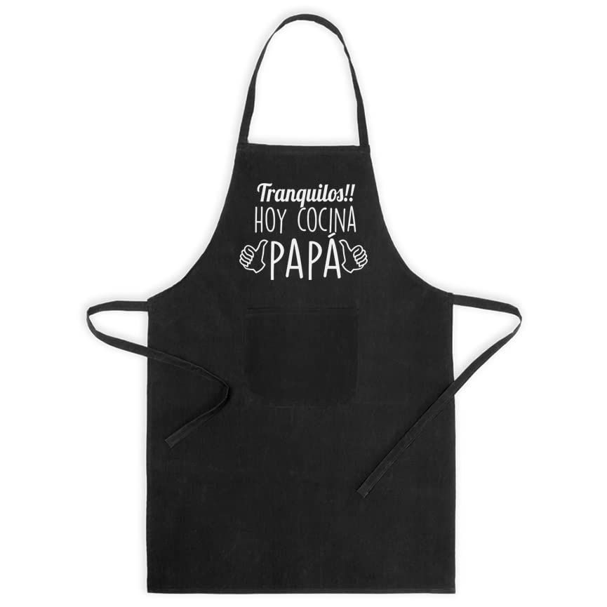 LINFORMAL Delantal Cocina Hombre Divertido con Bolsillo y Cuerda Ajustable, Barbacoa, Chef, Trabajo, Cumpleaños, Papá, Regalo Original, 65cm x 90cm