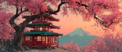 Broderie Diamant 5D DIY Fleurs de Cerisier Japonais - Kit Diamond Painting Adulte 60x120