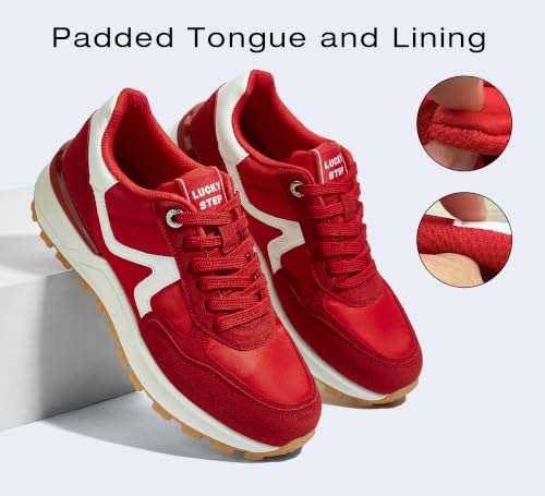 Image of LUCKY STEP Women's Retro Fashion Casual Sneakers | Platform Classic Trendy Trainning Anti-Slip Tennis Travel Walking Shoes