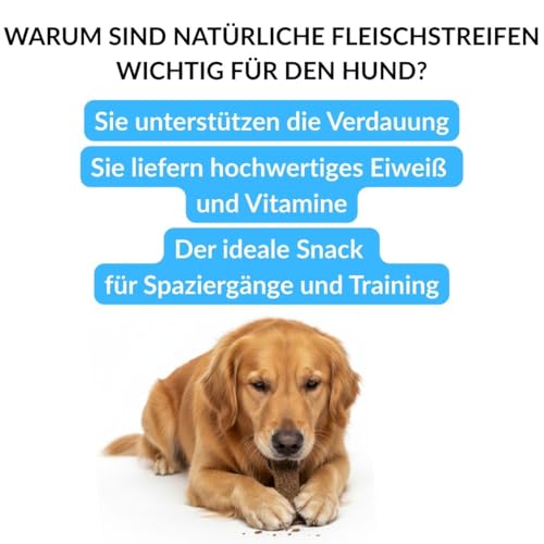 GUSTO PETS Dörrfleisch Schwein für Hunde - 100% natürlicher Snack Jerky, Proteinreich, Schonend getrocknet, Ideal als Trainingsbelohnung - Ergänzungsfuttermittel, Hergestellt in der EU