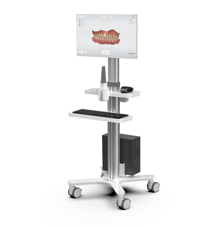 Mobiler Arbeitsplatz für Zahnklinik mit Oral-Scan-Halterung und Monitorhalterung, Krankenhaus-Medizin-Wagen für Büro, Labor, Salon