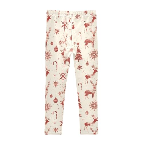Christmas Deer Snow Red Girls Leggings Athletic Pants Tights Stretch Bottom2