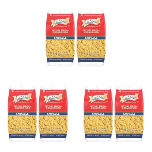 Image of Gustora Farfalle Pasta Combo Pack Of 6 I Durum Wheat Semolina I Rich In Protein & Fibre I Zero Cholesterol I Cooking Time 10 Min I Vegetarian Pasta - (500 Gm X 2)