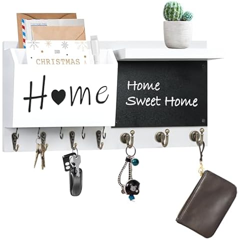 RELBRO Wooden Key Holder with Chalkboard Cover