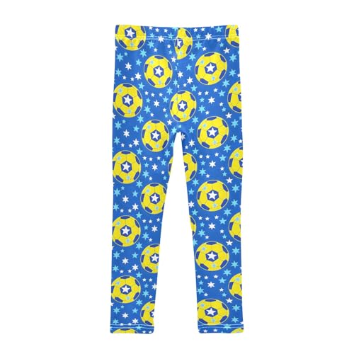 Yellow Soccer Star Girls Leggings Athletic Pants Tights Stretch Bottom2