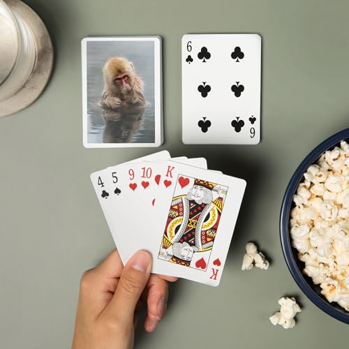 Baraja de 52 cartas tamaño póker con mono macaco miniatura 2