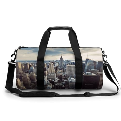 New York Fashion City Gym Bag for Men Women Weekender Overnight,Travel Bag Lightweight with Side Pockets, Duffel Bags for Workout Fitness Sports