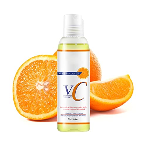 100 Ml Huile de Massage à la Vitamine C, Huile Essentielle Hydratante éclaircissante pour le Corps avec Sérum, pour Hydrater la Peau Prévenir le Vieillissement et Réparer Utilisation