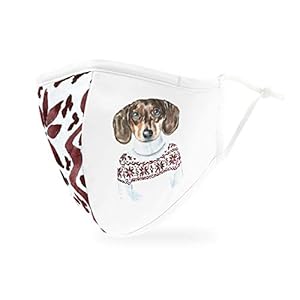 Weddingstar 3-Ply Adult Winter Washable Cloth Face Mask Reusable and Adjustable with Filter Pocket – Festive Dog