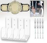 Corztg 4Pcs Wrestling Championship Belt Wall Mount Display Case, Premium Acrylic Horizontal Belt Hanger for Adults & Kids, Durable & Easy to Install Title Belts Organizer Holder for Wall（Clear）