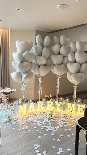 Image of Biapian White Heart Balloons Helium, 10PCS White Foil Heart Shape Balloons Valentines 18inch Metallic White Foil Balloon for Helium Valentine Decorations for White Wedding, Brithday Party, Anniversary