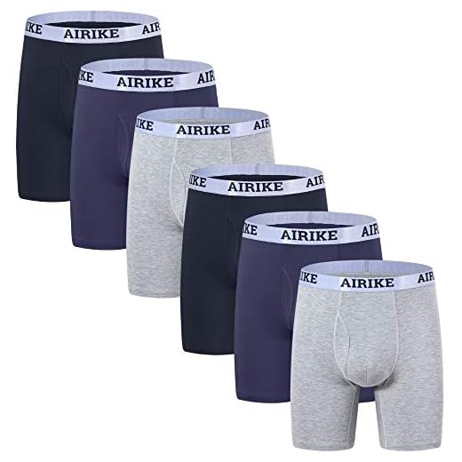 Pacote de cuecas boxer masculinas AIRIKE, pernas longas, macias de bambu, preta, tamanho grande e alta, (3 Colors2 Pack)*2, XX-Large