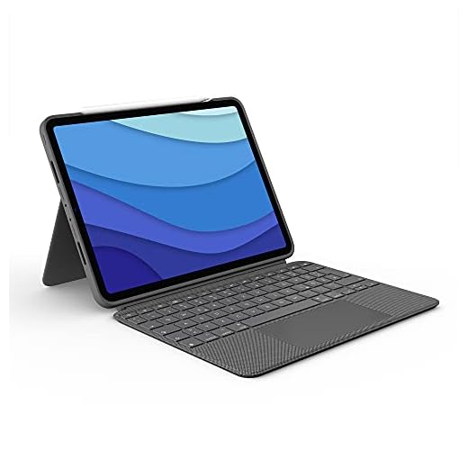 Logitech Combo Touch Tastatur-Case für iPad Pro 11 Zoll (1., 2., 3. und 4. Generation – 2018, 2020, 2021, 2022) Hintergrundbeleuchtung, überall klickbarem Trackpad, Deutsches QWERTZ-Layout - Grau