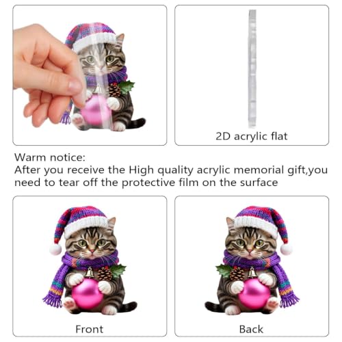 3 Inch 2D Acrylic Cute Kitty Christmas Hanging Ornaments for Xmas Tree，A - image 5