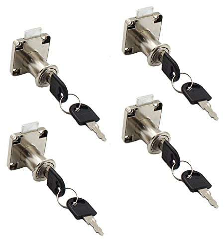 4 Pièces Serrure de Tiroir de Bureau，serrures de tiroir cylindriques，pour bureau, maison, centre commercial, tiroir, armoire, vitrine.