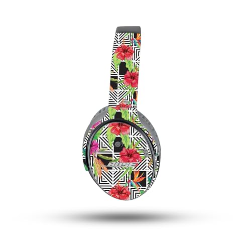 Image of MightySkins Skin Compatible with Bose QuietComfort 35 II Headphones - Pop Hibiscus | Protective, Durable, and Unique Vinyl Decal wrap Cover | Easy to Apply, Remove, and Change Styles