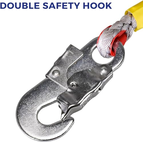 Image of 49ft Self Retracting Lifeline, 330lbs Retractable Fall Arrester, Fall Protection Lanyard, Double Lock Safety Harness for Construction, Dual Swivels, Flame Retardant Steel Wire(Φ3.2mm)