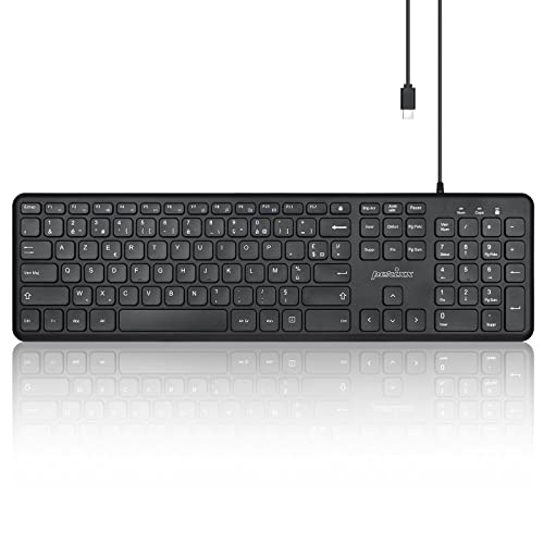 perixx PERIBOARD-210C Clavier Filaire USB C Pleine Taille avec Touches Ciseaux silencieuses - Compatible avec Les tablettes, Les Ordinateurs et Les Ordinateurs Portables - Noir - Français AZERTY Cover