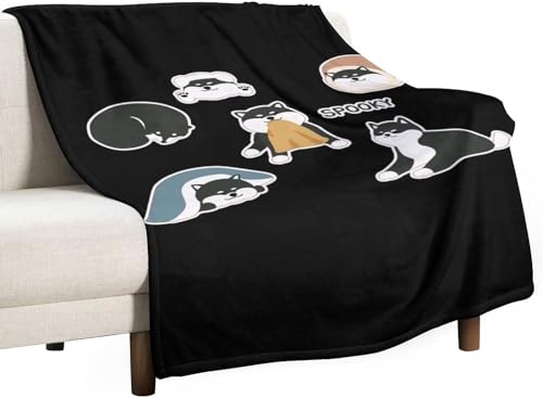 毛布 ブランケット かわいい 柴犬 黒柴 ひざ掛け 掛け毛布 膝掛け シングル タオルケット 大判 フランネル エアコン対策 静電気防止 昼寝に対応 ソファーベッド用 吸湿発熱 薄手 肌触りが ふんわり 北欧 オールシーズン 男女兼用 贈り物 60x50i
