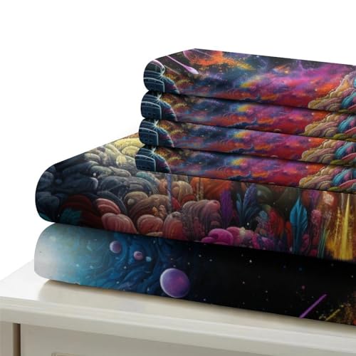 Housse de couette 3D planete 200x200 parure de lit avec fermeture eclair microfibre - 7