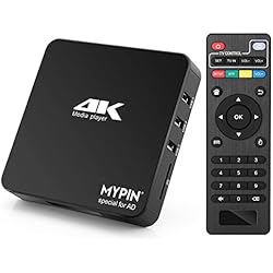 Reproductor Multimedia para TV, MYPIN Media Player HDMI 4K@60hz MP4 Soporte 8TB HDD/256G USB/Tarjeta SD Salida HDMI/AV para HDTV/PPT MKV AVI MP4 H.265-Soporte de Subtítulos de Publicidad/Temporización