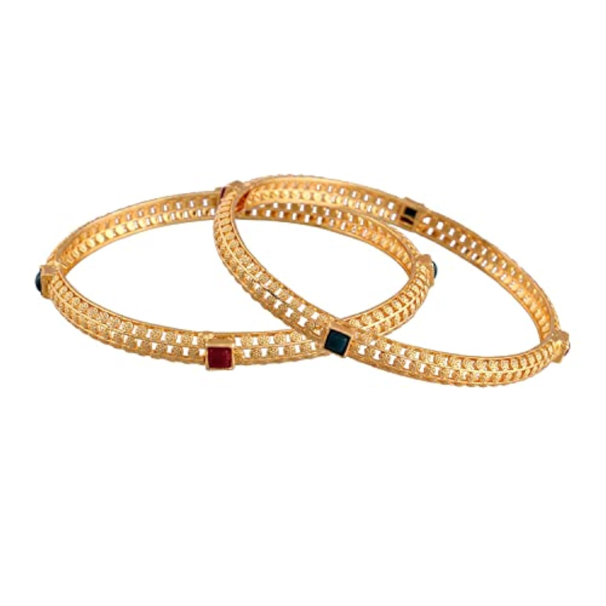 Women's 18K Plated Multicolor Stone Studded Bangles, Traditional
