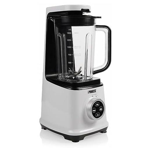 Princess 219600 Batidora al vacío con capacidad para 1.5L, tecnología de mezcla al vacío, batido uniforme y compacto sin burbujas de aire, jarra libre de BPA, 800 W, taza extra de 1 L, 20 velocidades