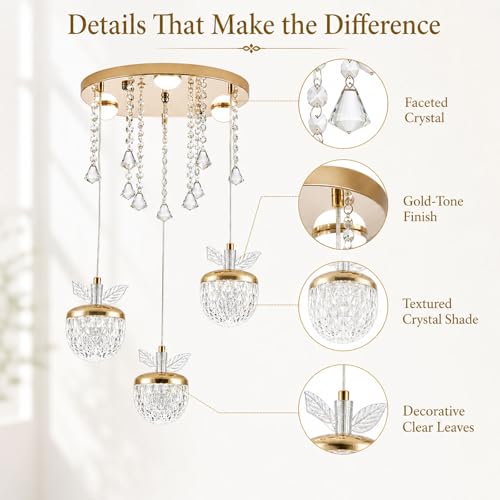 Suspension en cristal de luxe avec lustre LED moderne ajustable - 6