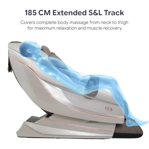 Image of HCI eRelaxic Advanced Electric Massage Chair with 114 Airbags & 185 CM S&L Track Full-Body Chair with Heat Therapy | Foot Rollers | Space-Saving Design for Home and Office Relaxation (Pink Brown)