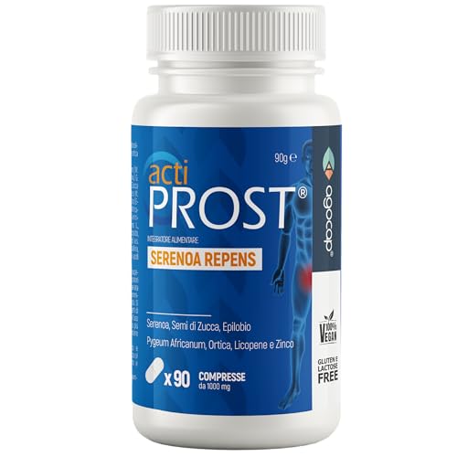 Actiprost, SERENOA REPENS 400mg e SAW PALMETTO - 90cpr, Alto Dosaggio. Integratore Prostata Uomo con Semi di Zucca, Pygeum Africanum, Epilobio, Ortica,. Riduci l'infiammazione della Prostata. Agocap