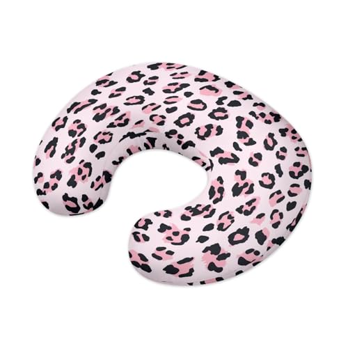 Image of Leopard Pink Nursing Pillow Cover for Infant Removable Neutral Breastfeeding Pillow Cover Soft Stretchy Breastfeeding Pillow Slipcover