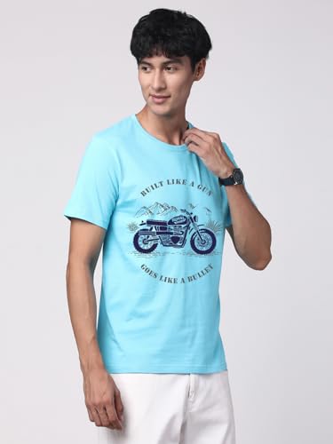 Image of ADRO Men's Royal Bike Design Printed 100% Cotton T-Shirt - Regular Fit, Printed T-Shirts for Men