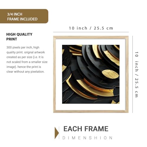 Image of kotart Premium Paintings with Frame for Home Decoration - Modern Art Golden Horse Painting for Living Room Bedroom Office Wall Decoration - Pack of 4 (Art 5, Small (10x13 or 10x10 inch))