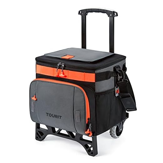 TOURIT 50-Can Collapsible Rolling Cooler Leakproof Insulated Soft Cooling Bag with Wheels and All-Terrain Cart for Beach, Camping, Patio Travel, Outdoor, Ball Fields