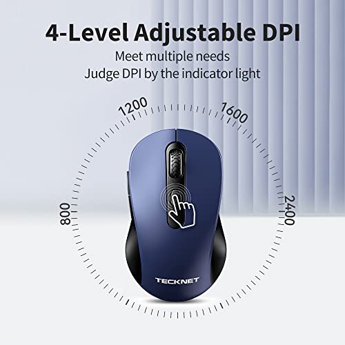 Tecknet Cordless Mouse For Laptop, 2.4G Usb Mouse Wireless, 4 Level 2400Dpi, 6 Buttons Ergonomic Mouse With Usb Receiver, Computer Portable Mice With Side Buttons For Pc Macbook Small Medium Hand #TOP2
