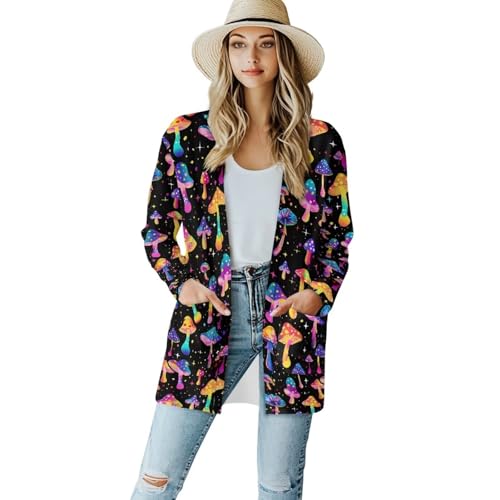 Image of Women's Open Front Cardigan Long Sleeve Loose Sweater Lightweight Soft Cardigan Jackets