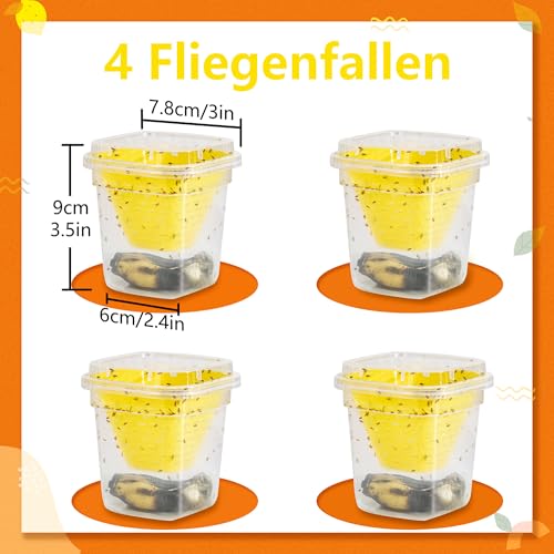 4X Fruchtfliegen-Falle, Fruchtfliegen-Lebendfalle, Wiederverwendbare Fruchtfliegenfalle für Küche und Innenraum Obstfliegenfalle