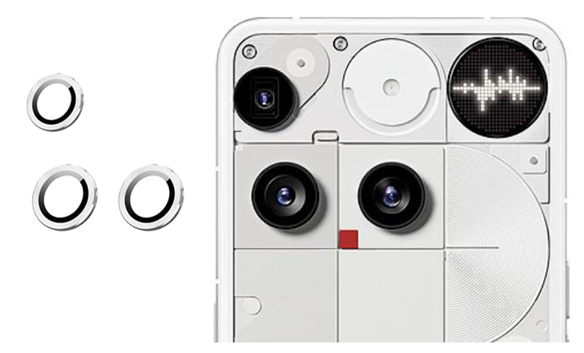 Image of imluckies Camera Ring Lens Protector (Aluminum with Tempered Glass) Compatible for Nothing 3 - Silver (Pack of 3 rings)