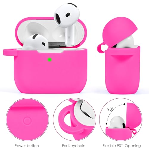 Image of Case Compatible With Apple Airpods 4 - VISOOM Airpods 4 Cases 2024 Cover Women Anti-Drop Silicone iPods 4 Earbuds Wireless Accessorie Charging Cases Girl Bling Keychain for Airpod Ipods 4th Generation