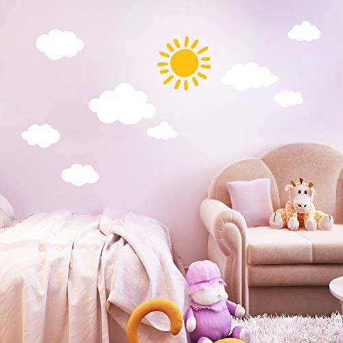 DECOWALL Vinilos Decorativos Letras y Nubes Blanco y Amarillo 4 Piezas miniatura 2