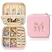 Nuozme Bling Sparkly Initial Jewelry Case,Personalized Gifts for Teen Girls,Kids,Women,Brides, Bridesmaids, Glitter Rhinestone Travel Jewelry Box,Easter Birthday Christmas Gifts, Small Size (Pink M)